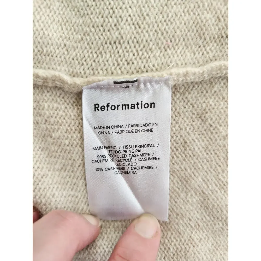 Reformation Bri Cashmere Long Open Front Cardigan Oatmeal Sz Small Tan Designer - Picture 11 of 14